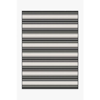 Marina Stripe Black Outdoor Rug - 150 x 215 cm - Rug + Pad System