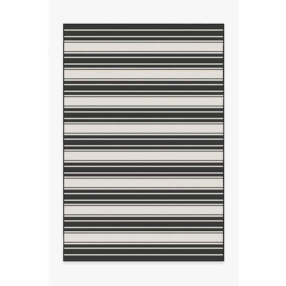 Marina Stripe Black Outdoor Rug - 185 x 275 cm - Rug + Pad System