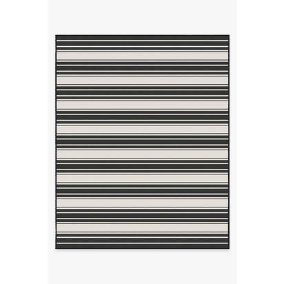 Marina Stripe Black Outdoor Rug - 245 x 305 cm - Rug + Pad System