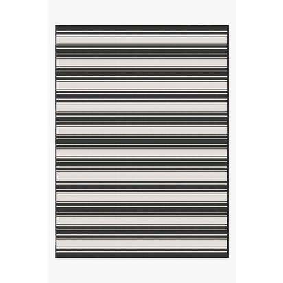 Marina Stripe Black Outdoor Rug - 275 x 365 cm - Rug + Pad System