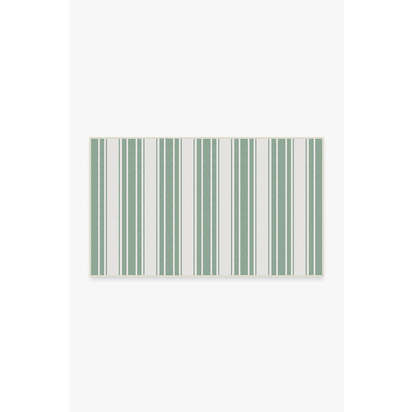 Marina Stripe Sage Green Outdoor Rug - 90 x 150 cm - Rug + Pad System