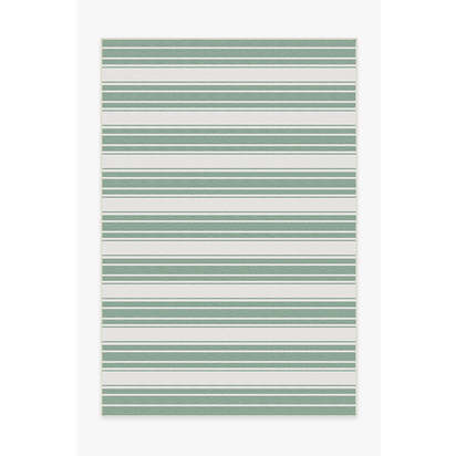 Marina Stripe Sage Green Outdoor Rug - 185 x 275 cm - Rug + Pad System