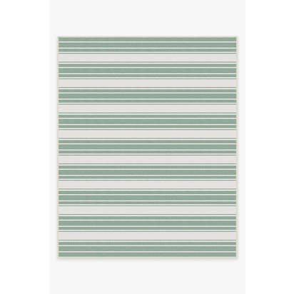 Marina Stripe Sage Green Outdoor Rug - 245 x 305 cm - Rug + Pad System