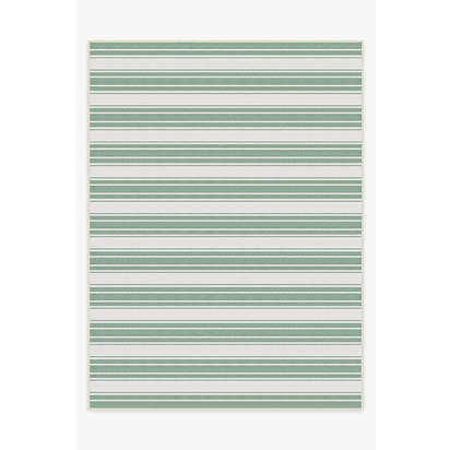 Marina Stripe Sage Green Outdoor Rug - 275 x 365 cm - Rug + Pad System