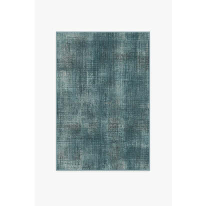 Sudaria Solid Teal Blue Flatwoven Rug - 120 x 185 cm - Rug + Pad System