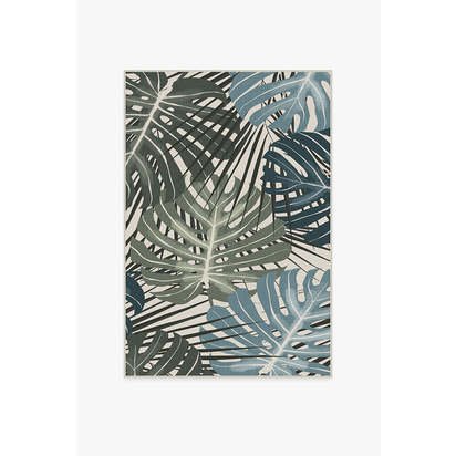 Monstera Jade Flatwoven Rug - 120 x 185 cm - Rug + Pad System