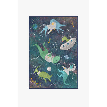 Dinosaurs in Space Flatwoven Rug - 120 x 185 cm - Rug + Pad System
