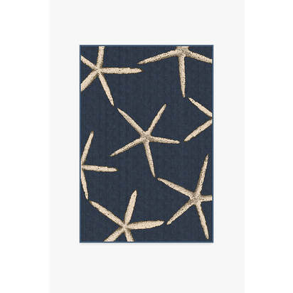 Starfish Navy Flatwoven Rug - 120 x 185 cm - Rug + Pad System
