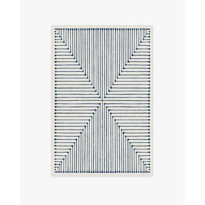 Inkdrop Slate Blue Flatwoven Rug by Jonathan Adler - 120 x 185 cm - Rug + Pad System