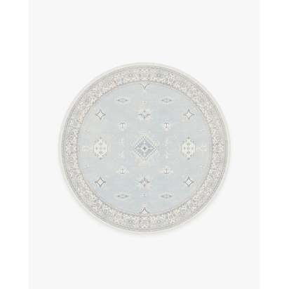Verena Soft Blue Flatwoven Rug - 185 Round cm - Rug + Pad System