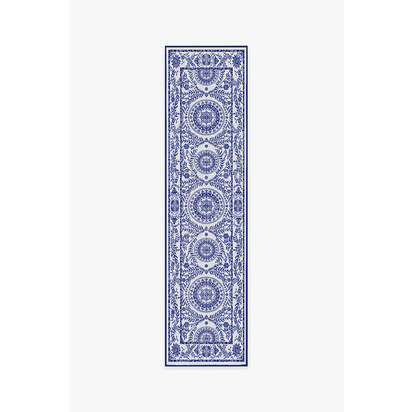 Fontaine Delft Blue Outdoor Rug - 75 x 305 cm - Rug + Pad System