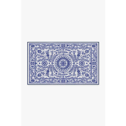 Fontaine Delft Blue Outdoor Rug - 90 x 150 cm - Rug + Pad System