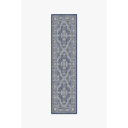 Allura Soft Navy Outdoor Rug - 75 x 305 cm - Rug + Pad System
