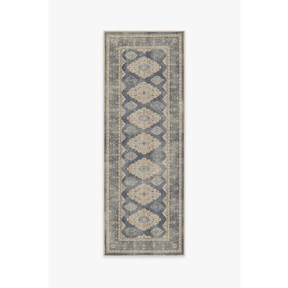 Maxine Dusk Blue Flatwoven Rug - 75 x 215 cm - Rug + Pad System