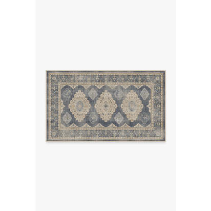Maxine Dusk Blue Flatwoven Rug - 90 x 150 cm - Rug + Pad System