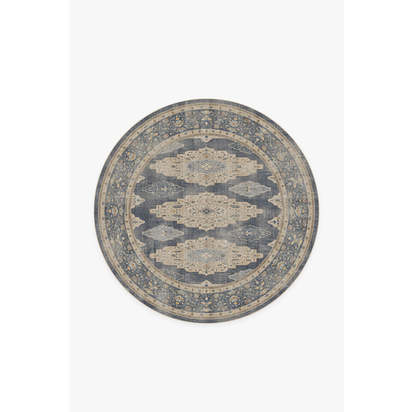 Maxine Dusk Blue Flatwoven Rug - 185 Round cm - Rug + Pad System