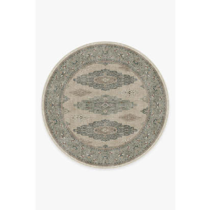 Maxine Natural Sage Flatwoven Rug - 245 Round cm - Rug + Pad System