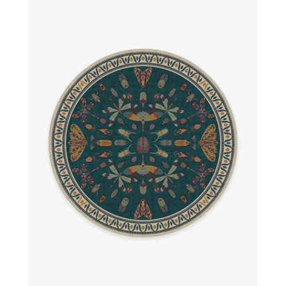 Flutterby Flatwoven Rug by Iris Apfel - 245 Round cm - Rug + Pad System