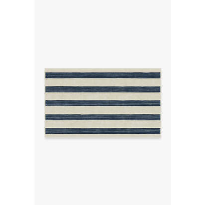 Sumi Sailor Stripe Navy Flatwoven Rug - 90 x 150 cm - Rug + Pad System