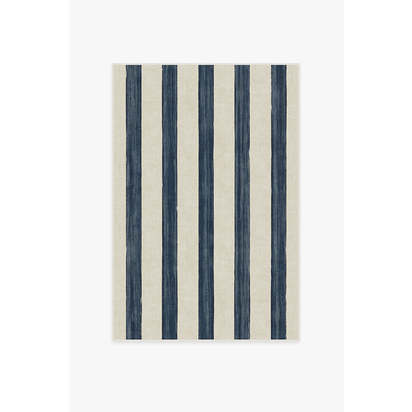 Sumi Sailor Stripe Navy Flatwoven Rug - 120 x 185 cm - Rug + Pad System