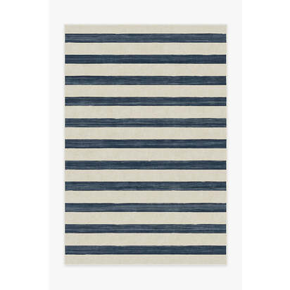Sumi Sailor Stripe Navy Flatwoven Rug - 185 x 275 cm - Rug + Pad System