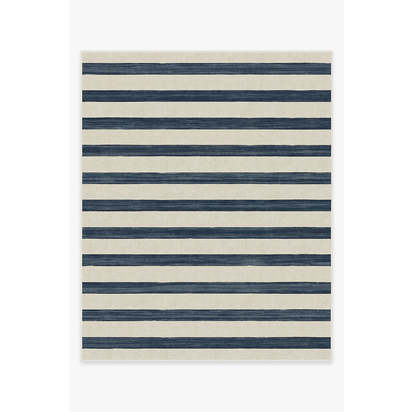 Sumi Sailor Stripe Navy Flatwoven Rug - 245 x 305 cm - Rug + Pad System