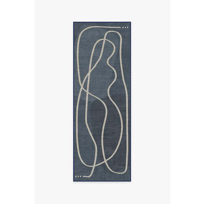Strova Dusk Blue Flatwoven Rug - 75 x 215 cm - Rug + Pad System