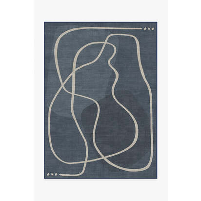 Strova Dusk Blue Flatwoven Rug - 150 x 215 cm - Rug + Pad System