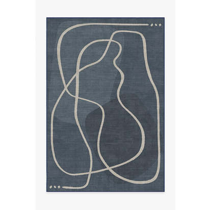 Strova Dusk Blue Flatwoven Rug - 185 x 275 cm - Rug + Pad System
