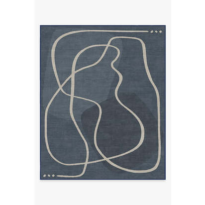 Strova Dusk Blue Flatwoven Rug - 245 x 305 cm - Rug + Pad System