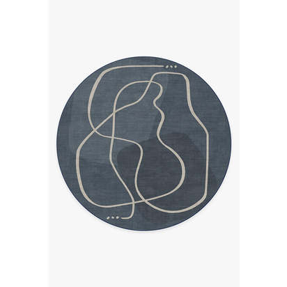 Strova Dusk Blue Flatwoven Rug - 245 Round cm - Rug + Pad System