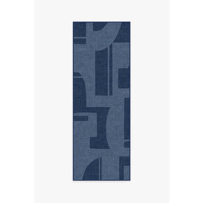 Bodin Ink Blue Outdoor Rug - 75 x 215 cm - Rug + Pad System