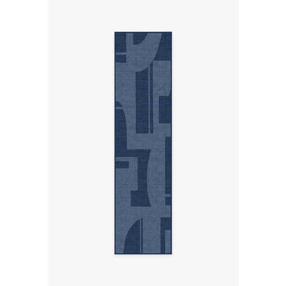 Bodin Ink Blue Outdoor Rug - 75 x 305 cm - Rug + Pad System