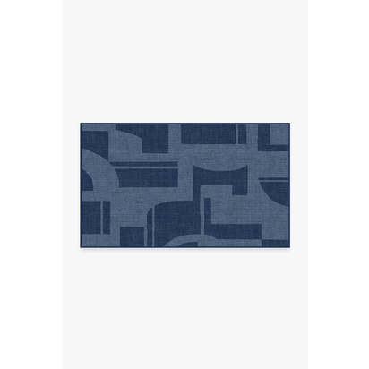 Bodin Ink Blue Outdoor Rug - 90 x 150 cm - Rug + Pad System