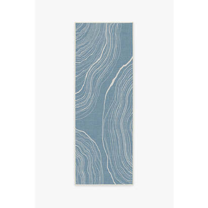Kalder Slate Blue Outdoor Rug - 75 x 215 cm - Rug + Pad System