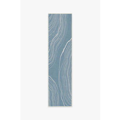 Kalder Slate Blue Outdoor Rug - 75 x 305 cm - Rug + Pad System