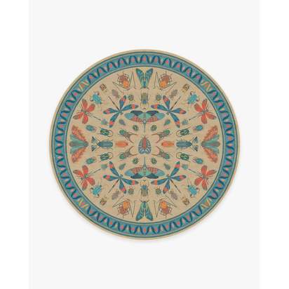 Flutterby Multicolor Flatwoven Rug by Iris Apfel - 245 Round cm - Rug + Pad System