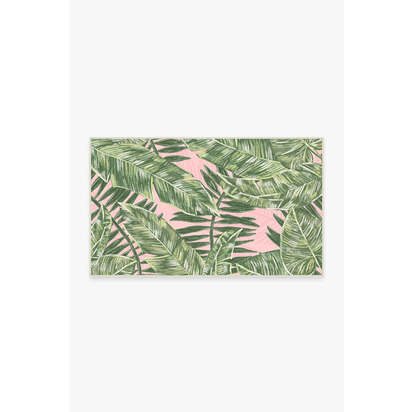 Filifera Palm Pink Outdoor Rug - 90 x 150 cm - Rug + Pad System