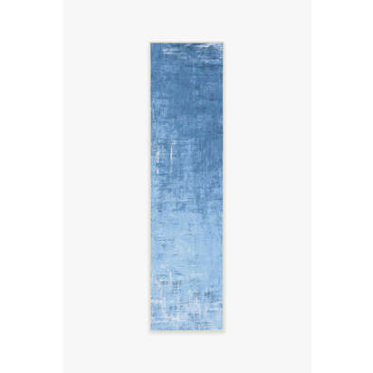 Impasto Sky Blue Outdoor Rug - 75 x 305 cm - Rug + Pad System