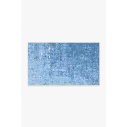 Impasto Sky Blue Outdoor Rug - 90 x 150 cm - Rug + Pad System