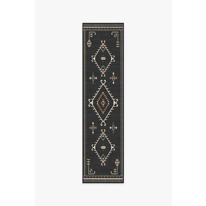 Damali Black Multicolour Outdoor Rug - 75 x 305 cm - Rug + Pad System