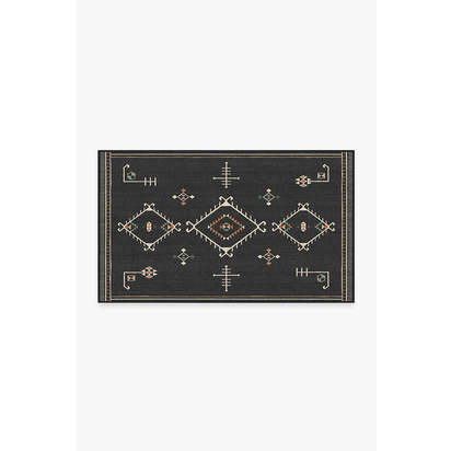 Damali Black Multicolour Outdoor Rug - 90 x 150 cm - Rug + Pad System