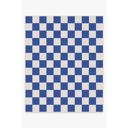 Jaque Checkered Blue Outdoor Rug - 245 x 305 cm - Rug + Pad System