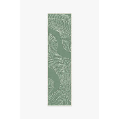 Sana Laurel Green Outdoor Rug - 75 x 305 cm - Rug + Pad System