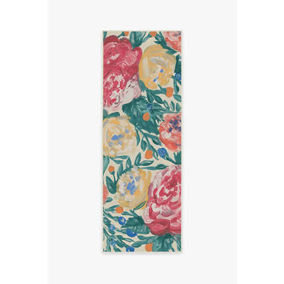 Camellia Multicolour Outdoor Rug - 75 x 215 cm - Rug + Pad System