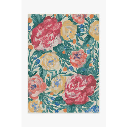 Camellia Multicolour Outdoor Rug - 150 x 215 cm - Rug + Pad System