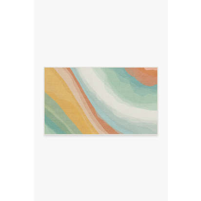 Watercolor Waves Copper Jade Outdoor Rug - 90 x 150 cm - Rug + Pad System