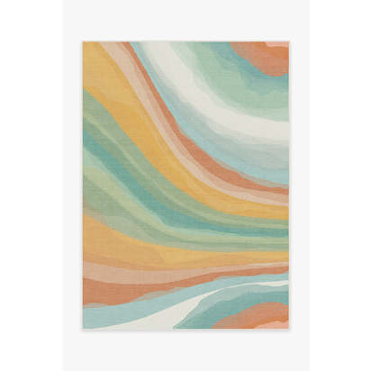 Watercolor Waves Copper Jade Outdoor Rug - 150 x 215 cm - Rug + Pad System