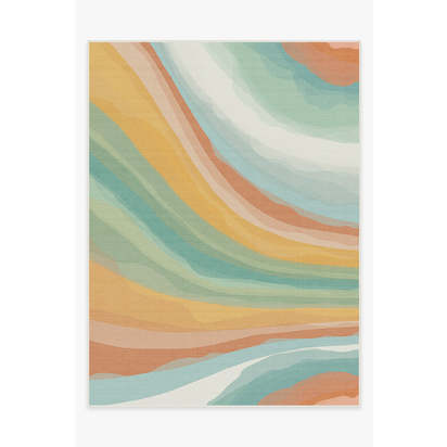 Watercolor Waves Copper Jade Outdoor Rug - 275 x 365 cm - Rug + Pad System