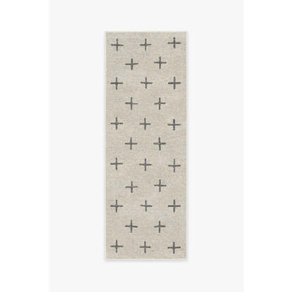 Crosby Birch & Charcoal Flatwoven Rug - 75 x 215 cm - Rug + Pad System